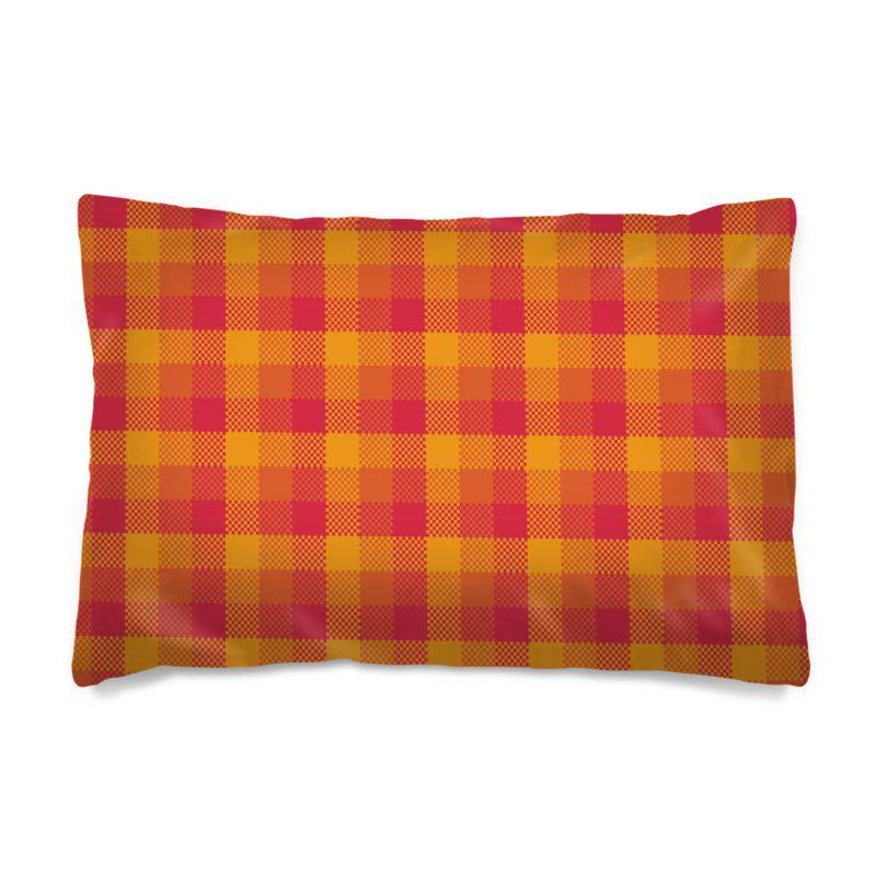 Orange Checkered Pattern Pillow Case